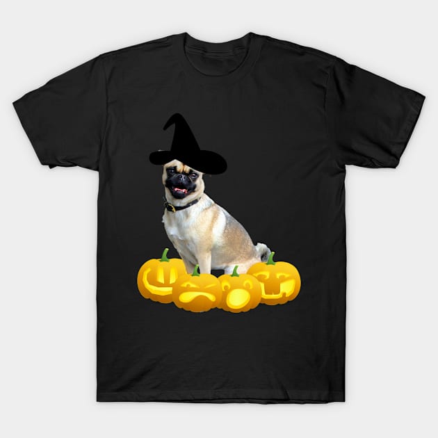 Halloween Pug T-Shirt by LucyMacDesigns